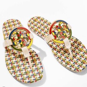 Tory Burch tory ENAMEL MILLER SOFT SANDAL in Basket Weave Combo